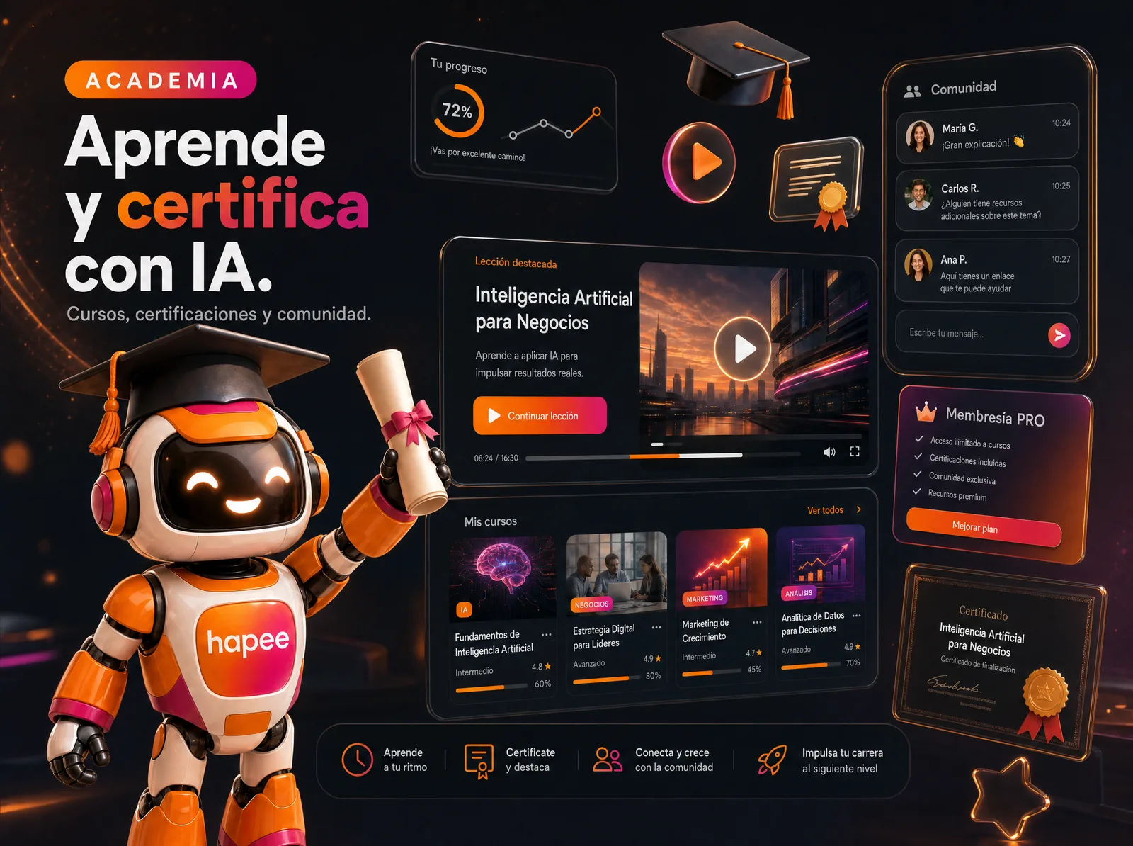 Academia Hapee — cursos, certificaciones y comunidad