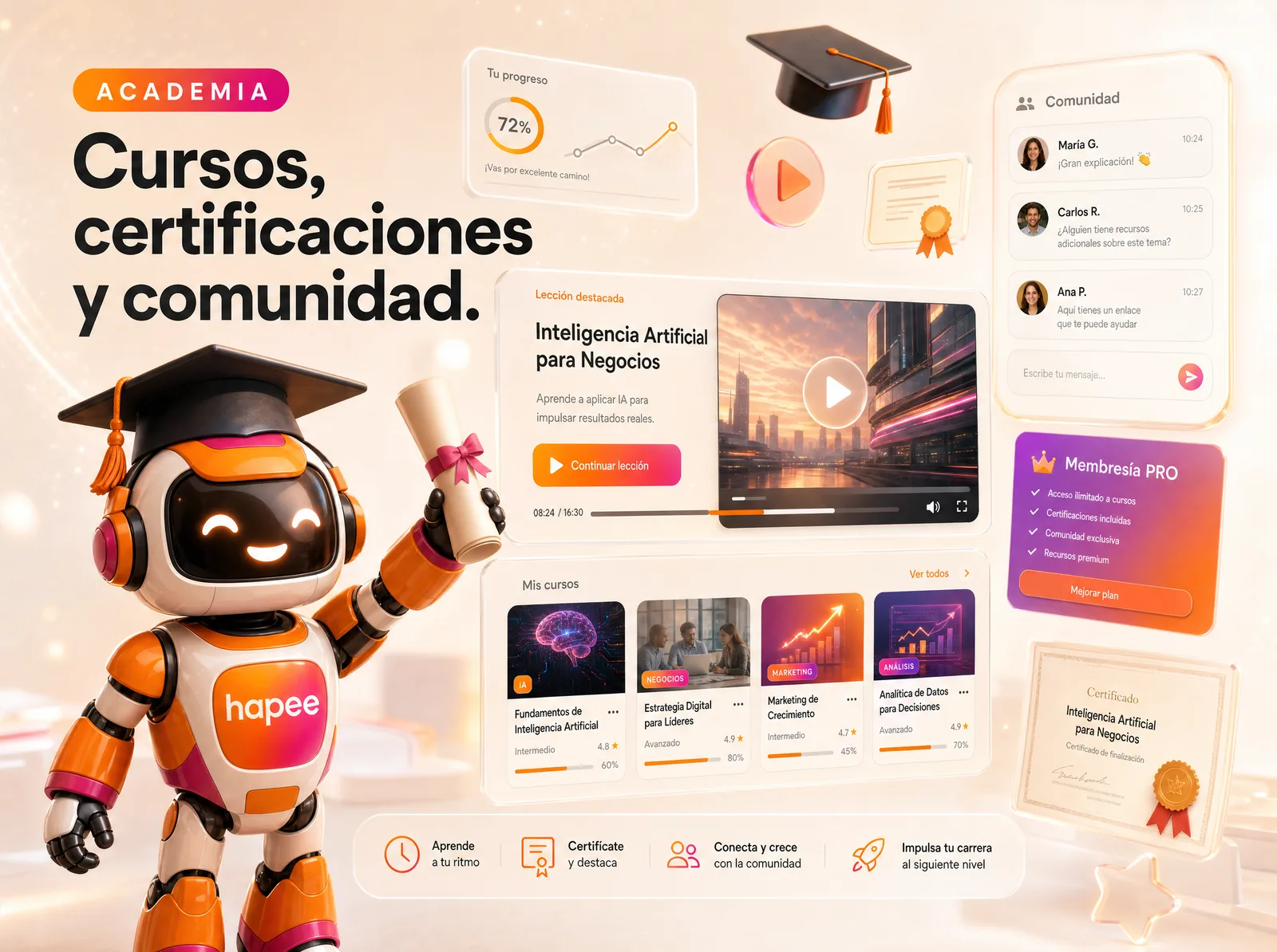 Academia Hapee — cursos, certificaciones y comunidad