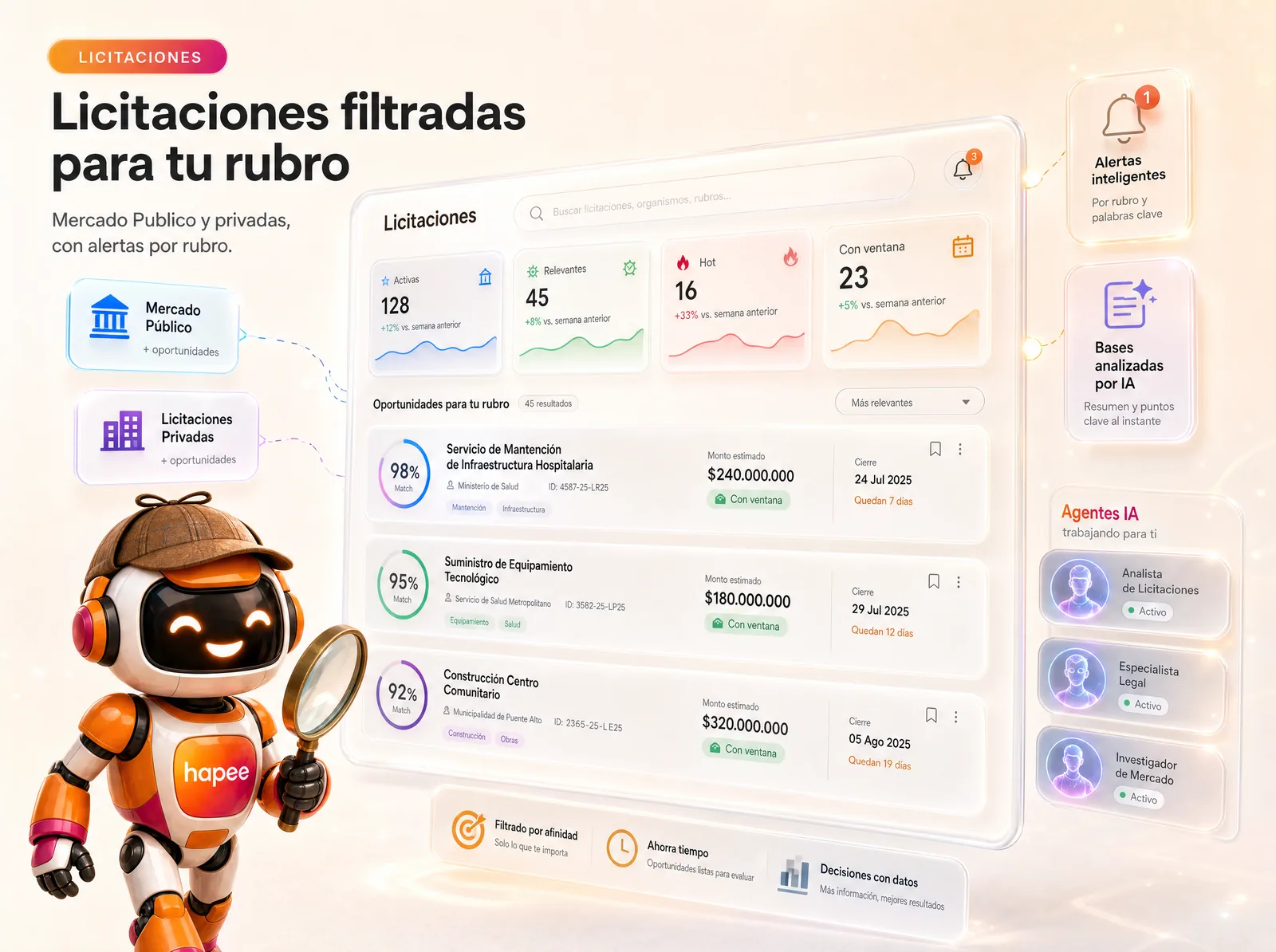 Licitaciones Hapee — Mercado Público, WherEx y portales privados